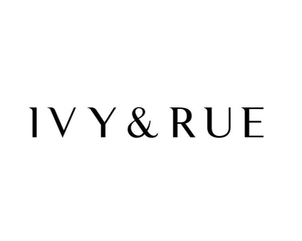 Black text 'IVY & RUE' on a white background